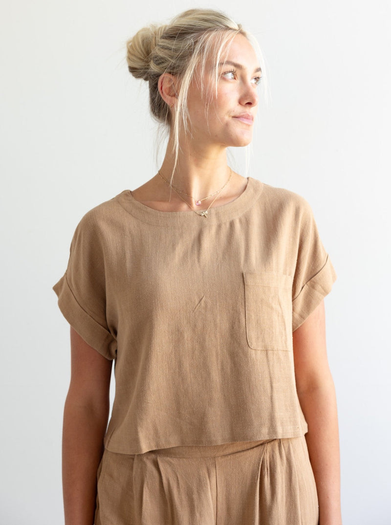 Tucker Linen Top - Brown