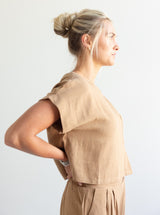 Tucker Linen Top - Brown