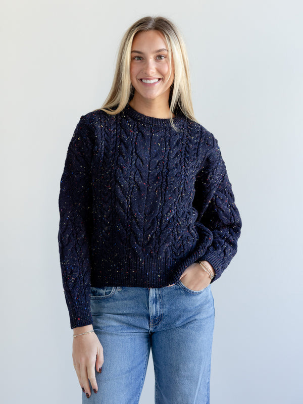 GiGi Oversized Cable Sweater Navy Speckle