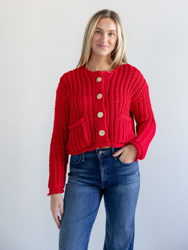 Cherry Red Cardigan