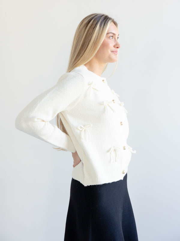 Annie Bow Cardigan Ivory