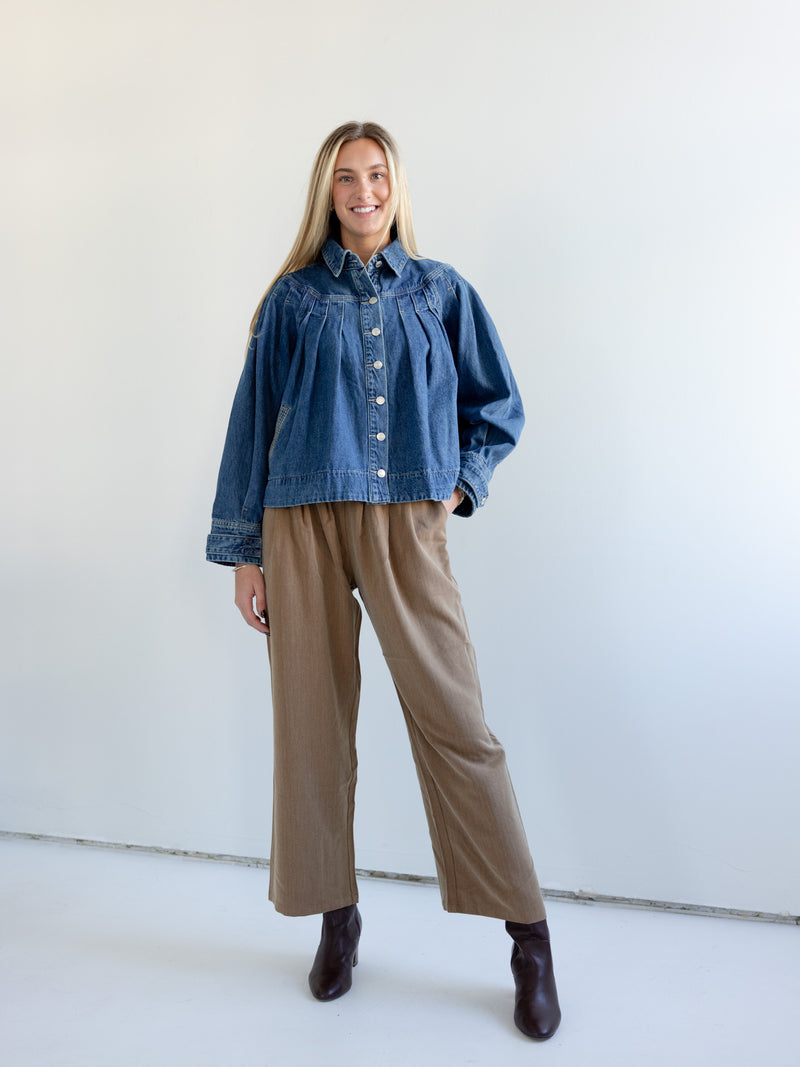 Beth Pleated Denim Jacket