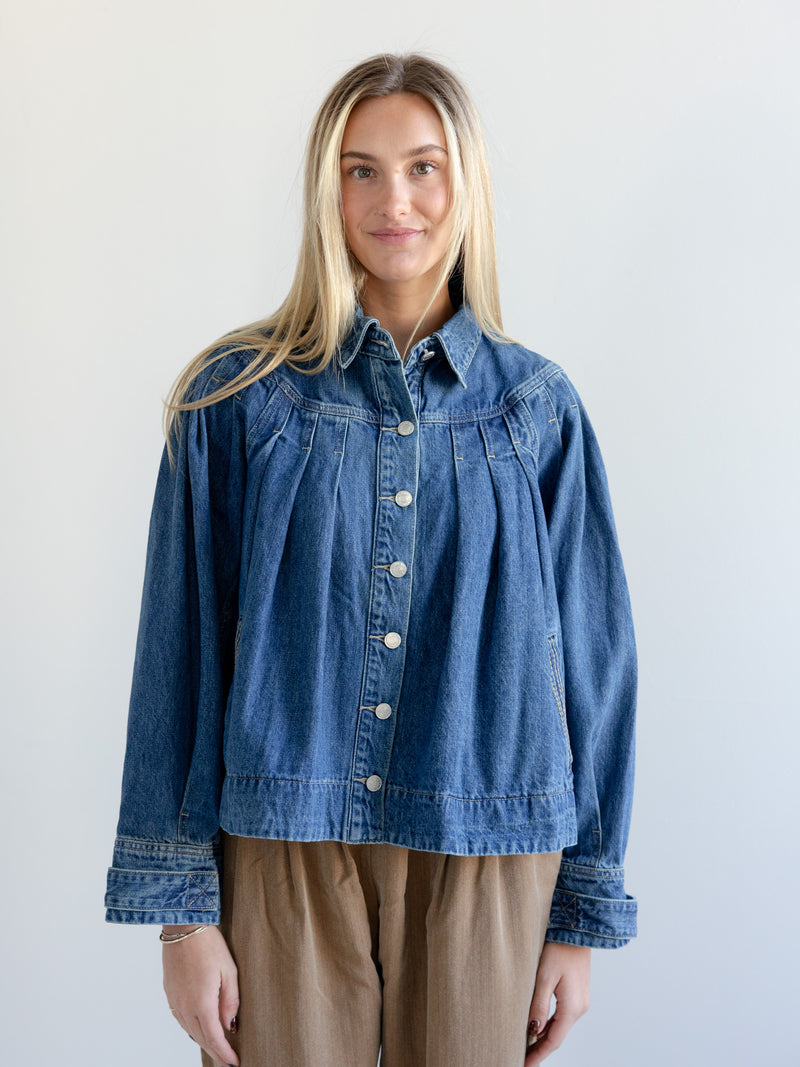 Beth Pleated Denim Jacket