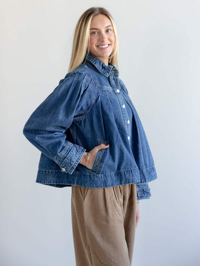 Beth Pleated Denim Jacket