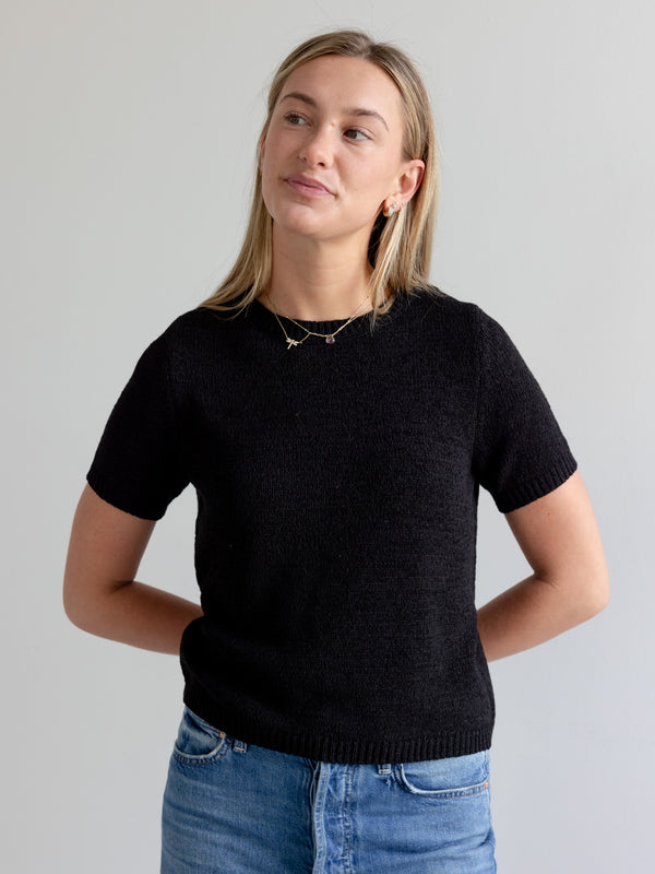 Lelia Short Sleeve Knit- Black