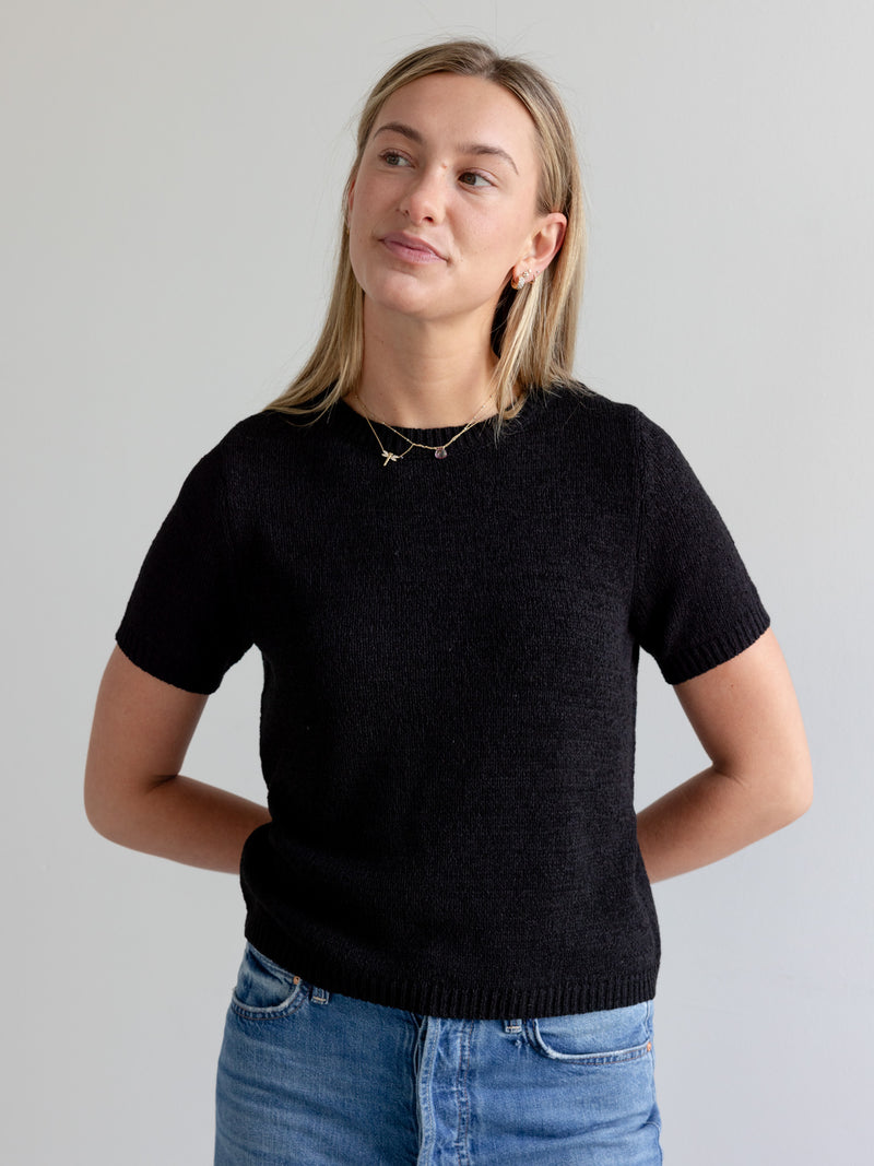 Lelia Short Sleeve Knit- Black