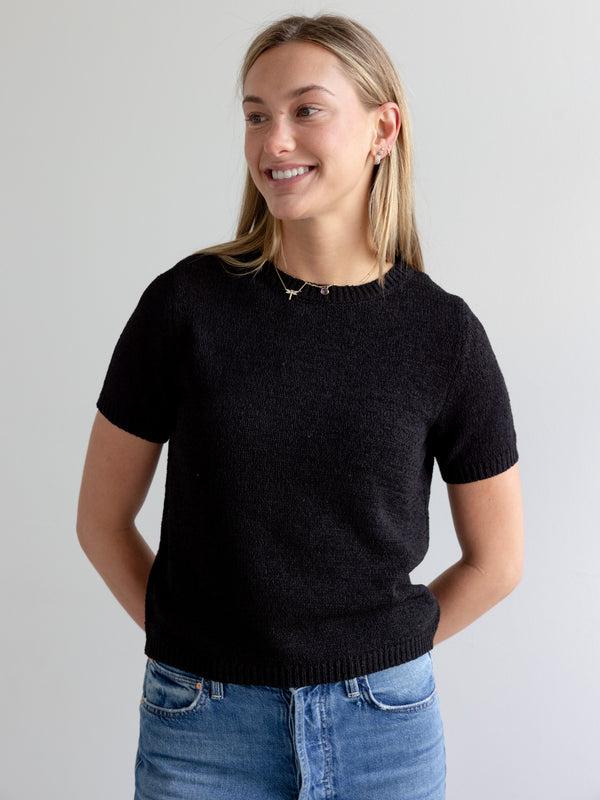 Lelia Short Sleeve Knit- Black