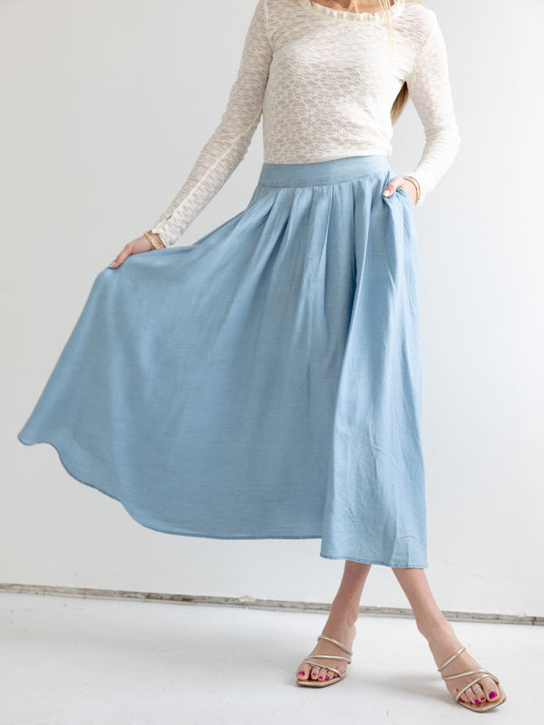 Tess Chambray Midi Skirt