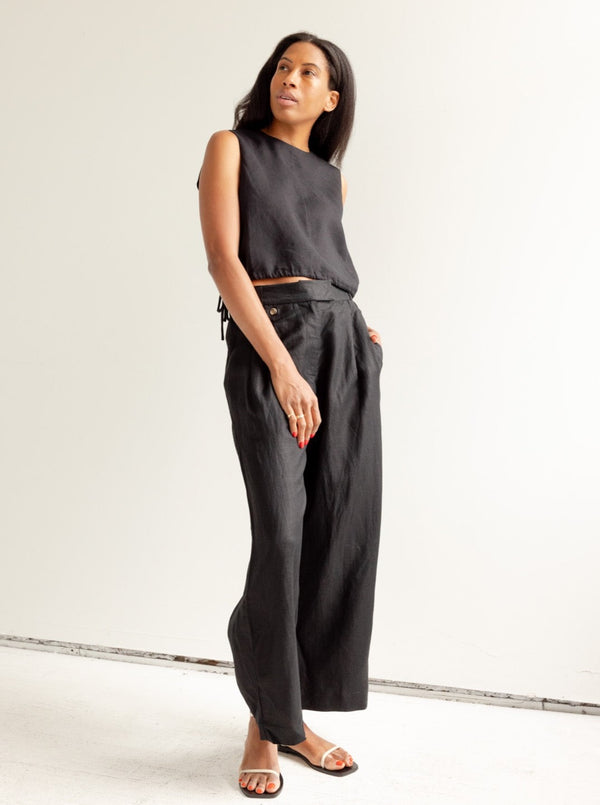 Cafe Linen Pant - Black