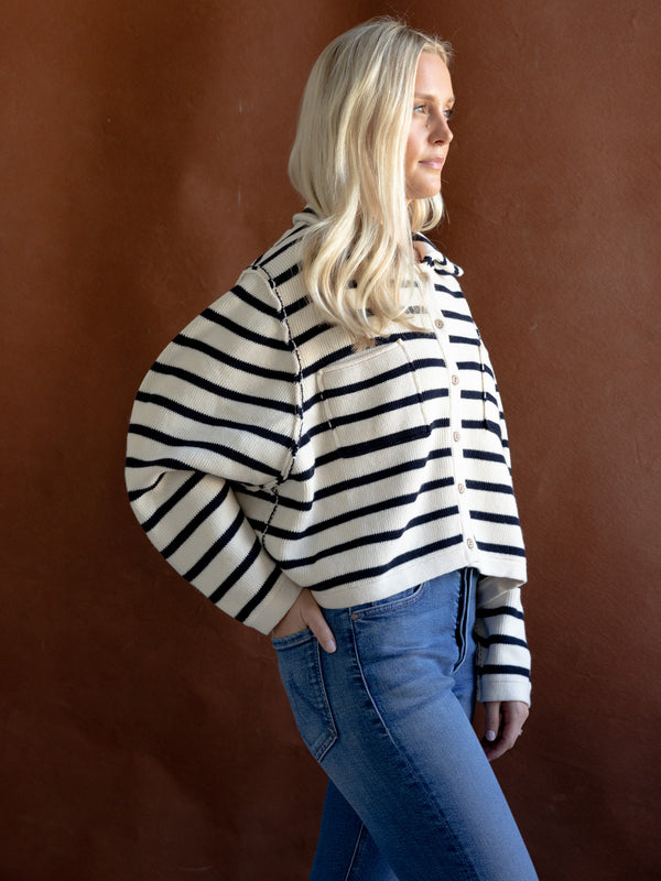 Collared Stripe Cardigan