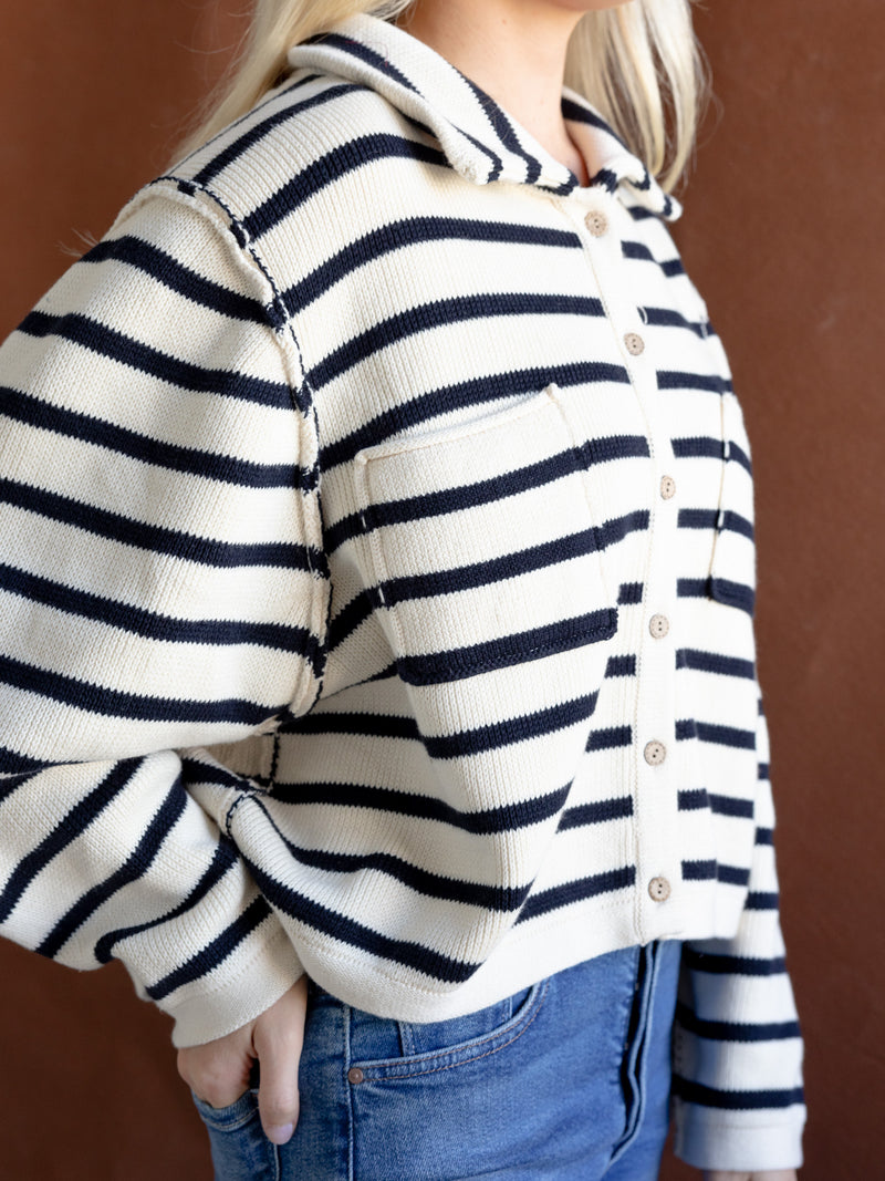 Collared Stripe Cardigan