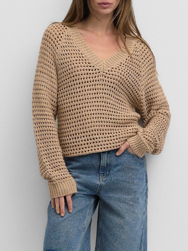 Camille Crochet Sweater Latte