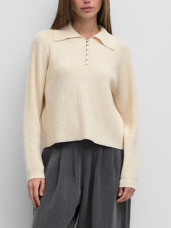 Michelle Button Sweater Ivory