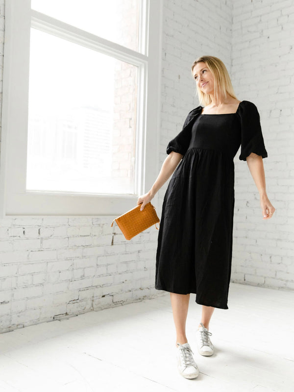 Josie Black Midi Dress